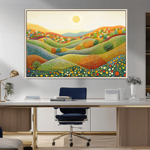 YAYOI KUSAMA Colorful Dot Art Landscape Canvas - Framed