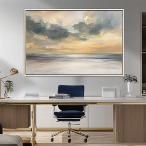 Modern Coastal Artwork with Vibrant Abstract Ocean Waves