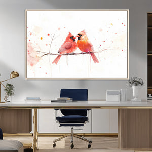 Cardinal Bird Canvas Wall Art - Male and Female Cardinal