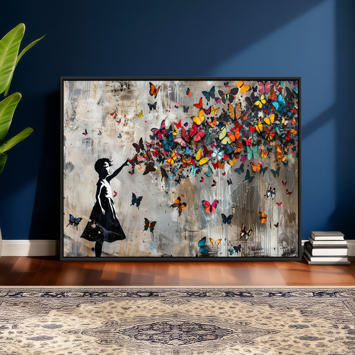 Butterfly Girl Wall Art – Vibrant Street Style Canvas Print,