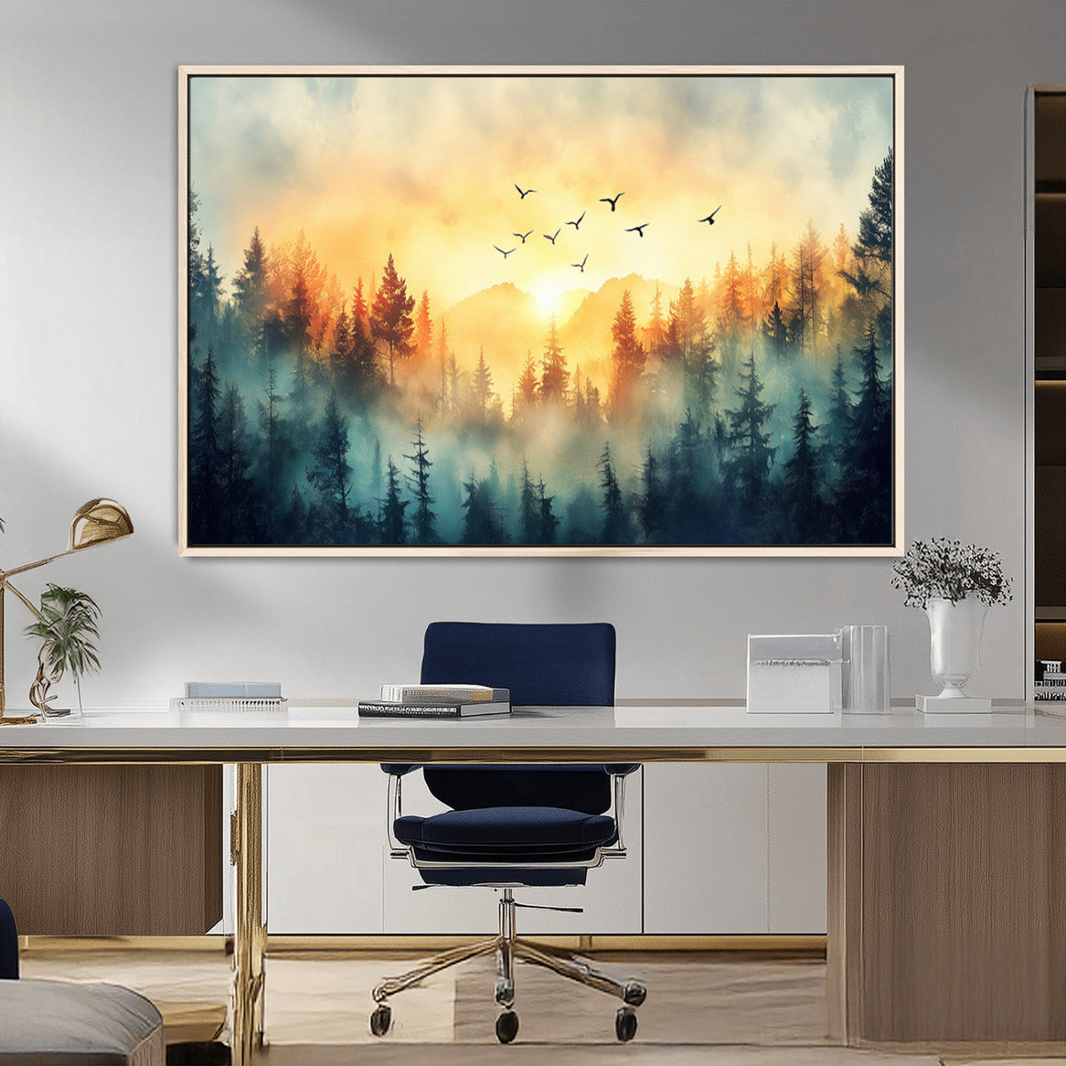Abstract Forest Wall Art Print- Serene Nature Canvas Print