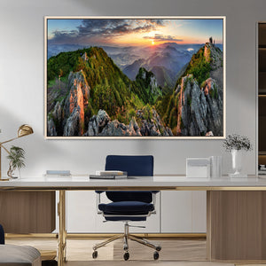 Mountain Sunset Panoramic Wall Art Canvas Print – Framed