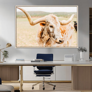 Texas Longhorn Wall Art Canvas Print – Framed Spotted Cow