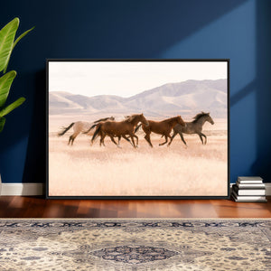 Wild Horse Wall Art Canvas Print – Framed Rustic Western Art