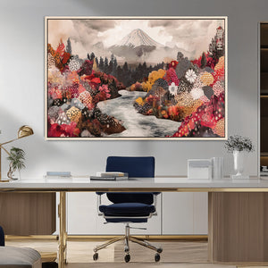Mountain Wall Art Canvas Print – Framed Autumn Forest