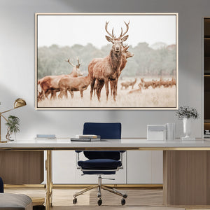 Rustic Nature Wall Art Canvas Print – Stag Woodland Framed