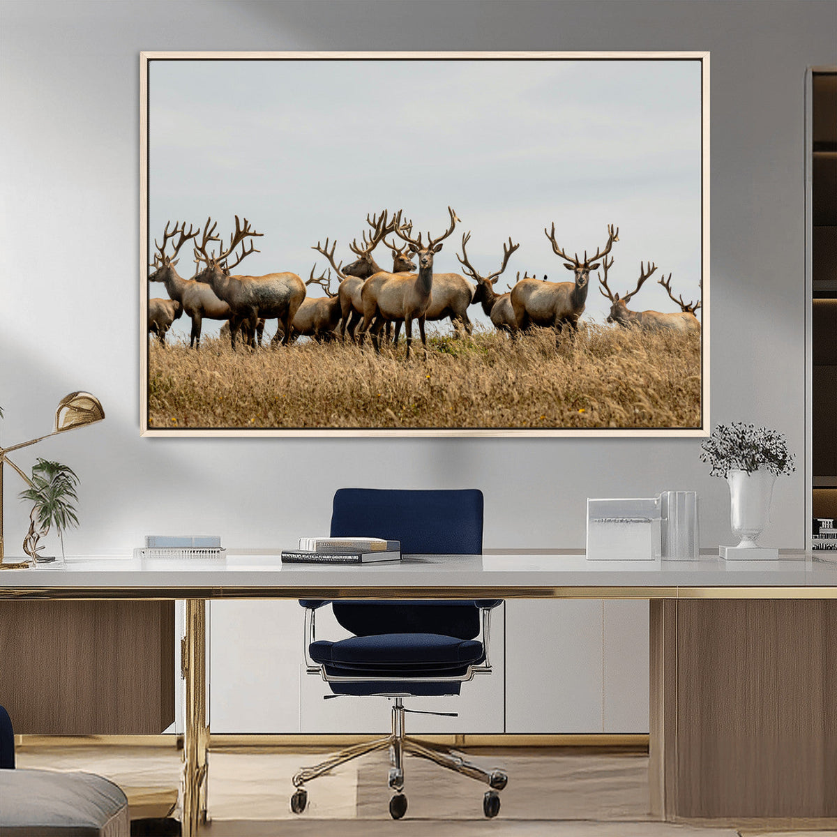Elk Herd Wall Art Canvas Print – Framed Wildlife Photography