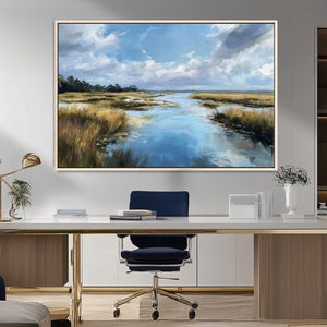 Marshland Wall Art Canvas Print – Serene Water Reflection