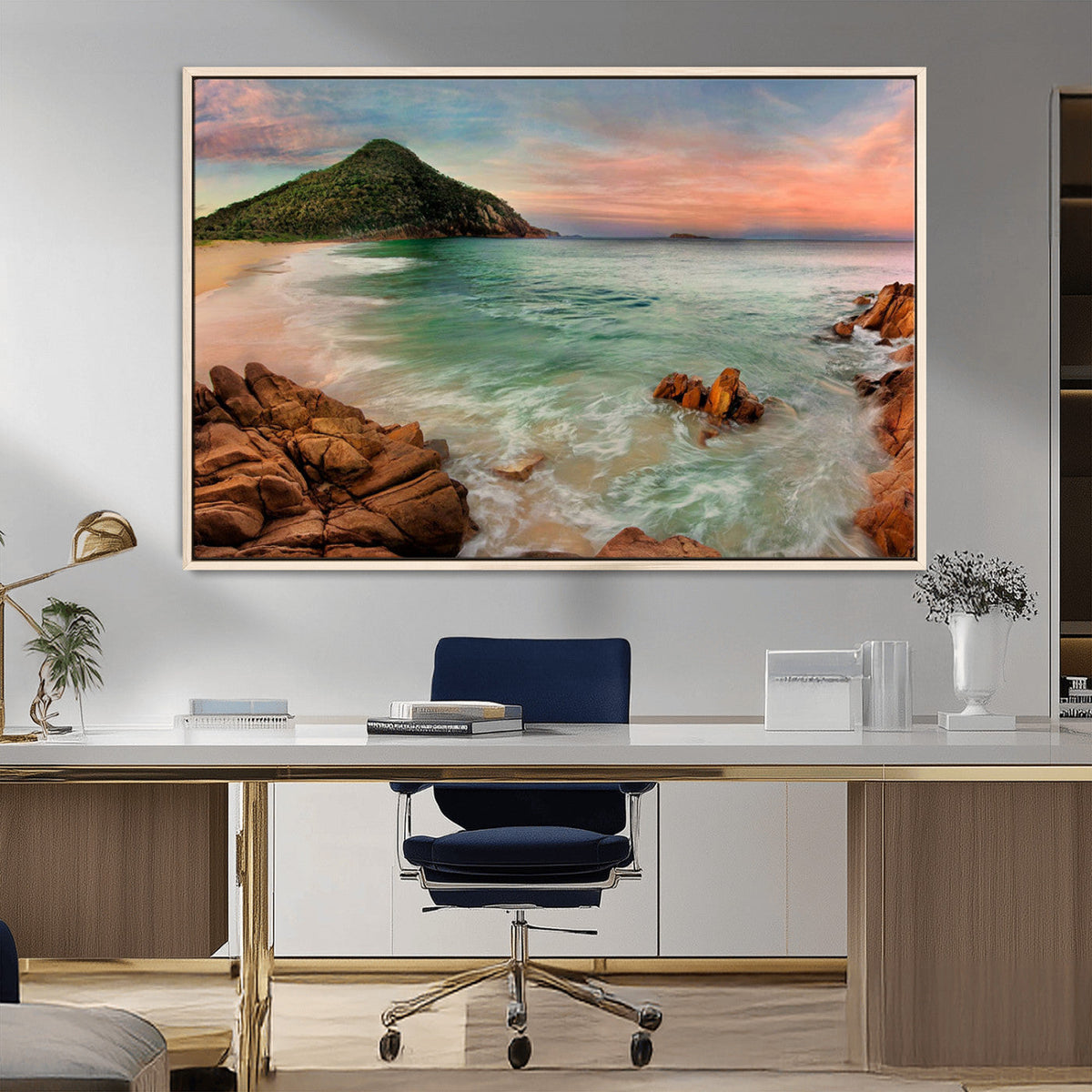 Coastal Landscape Wall Art Canvas Print – Rocky Shore and
