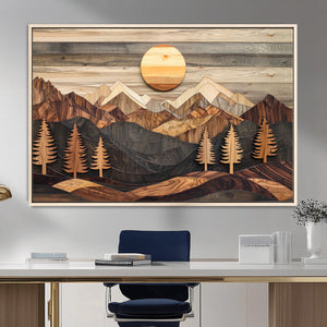Wood Mountain Wall Art Canvas Print – Layered Forest and