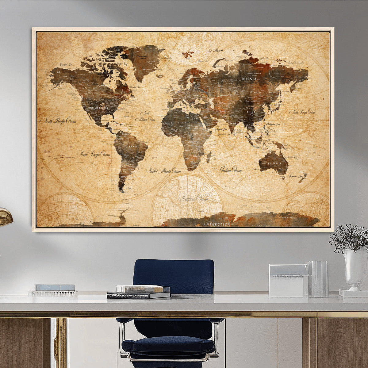 Push Pin World Map Canvas Print – Travel Tracker Wall Art