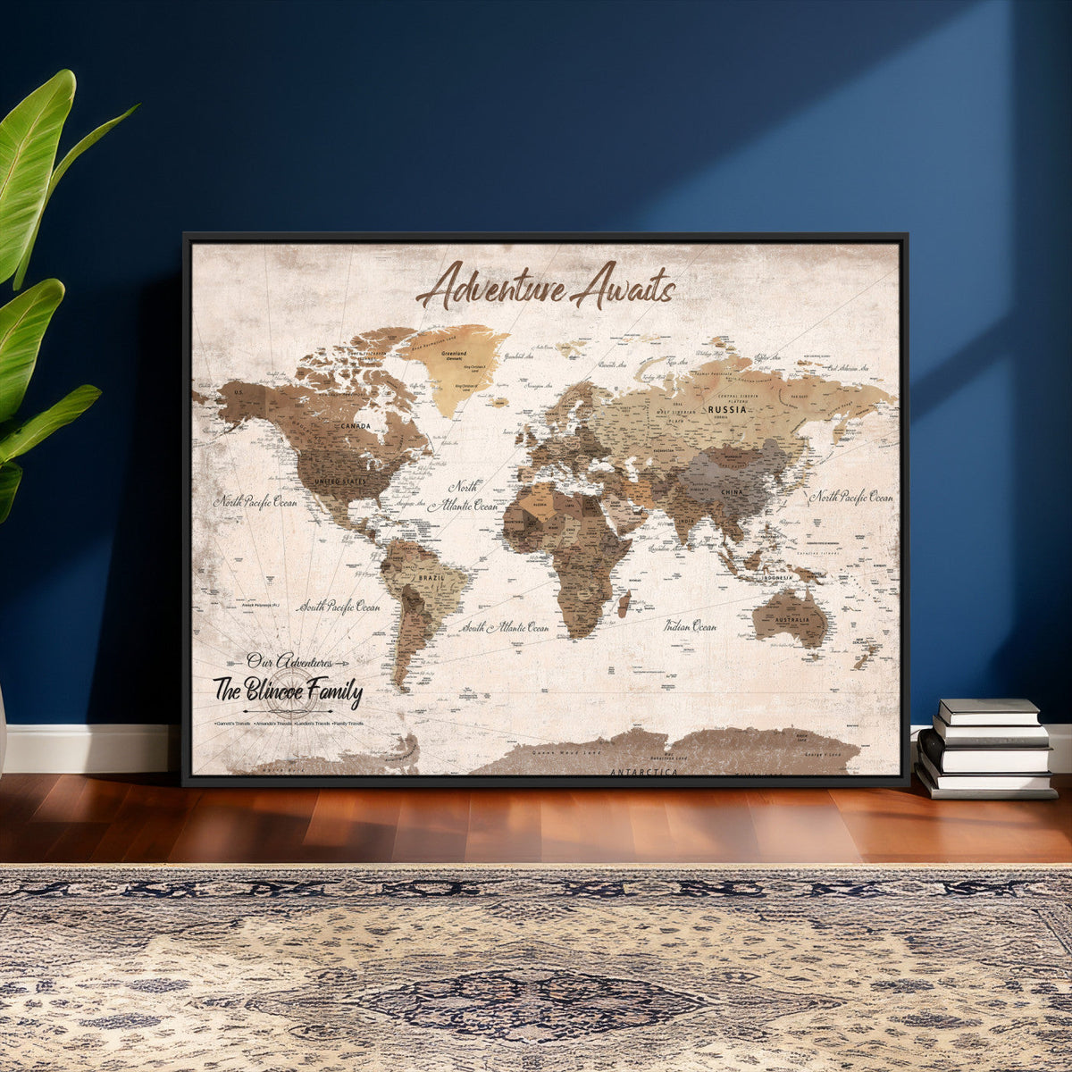 Custom Push Pin World Map Wall Art Canvas Print –