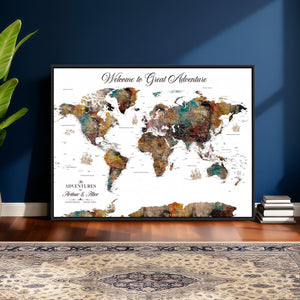 Customizable Framed World Map Canvas Print – Personalized