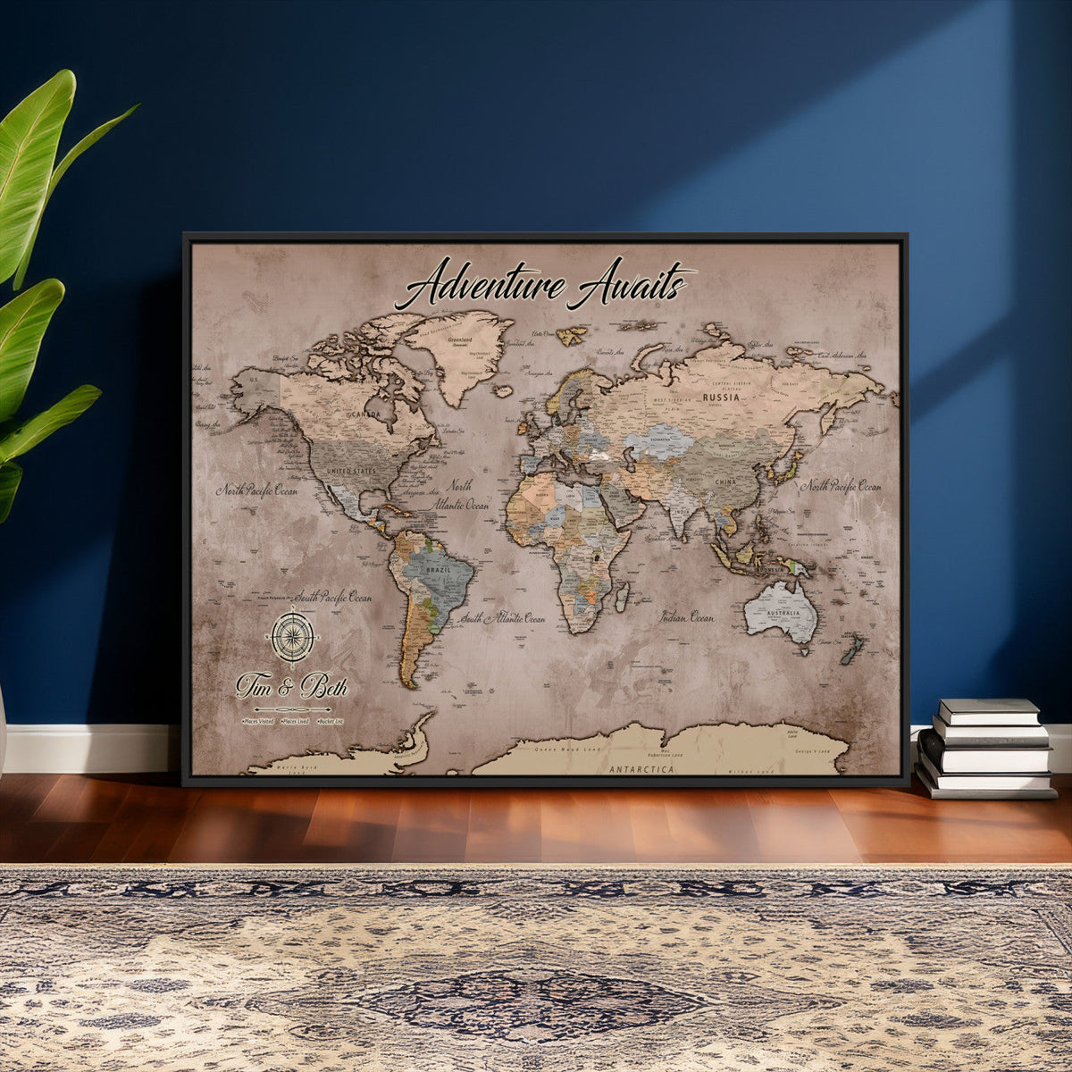 Custom Push Pin World Map Wall Art Canvas Print –
