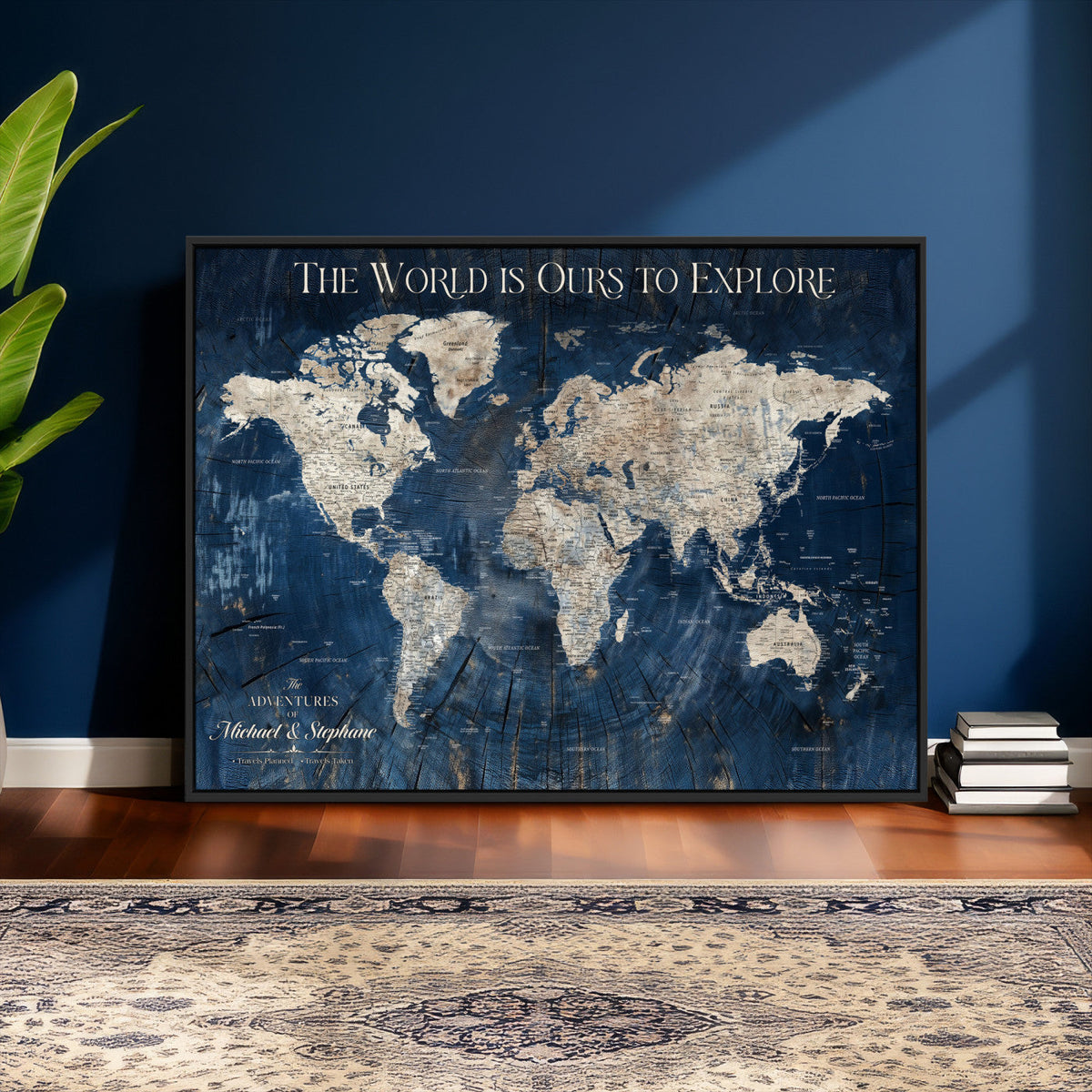 Custom Push Pin Travel Map Wall Art Canvas Print –