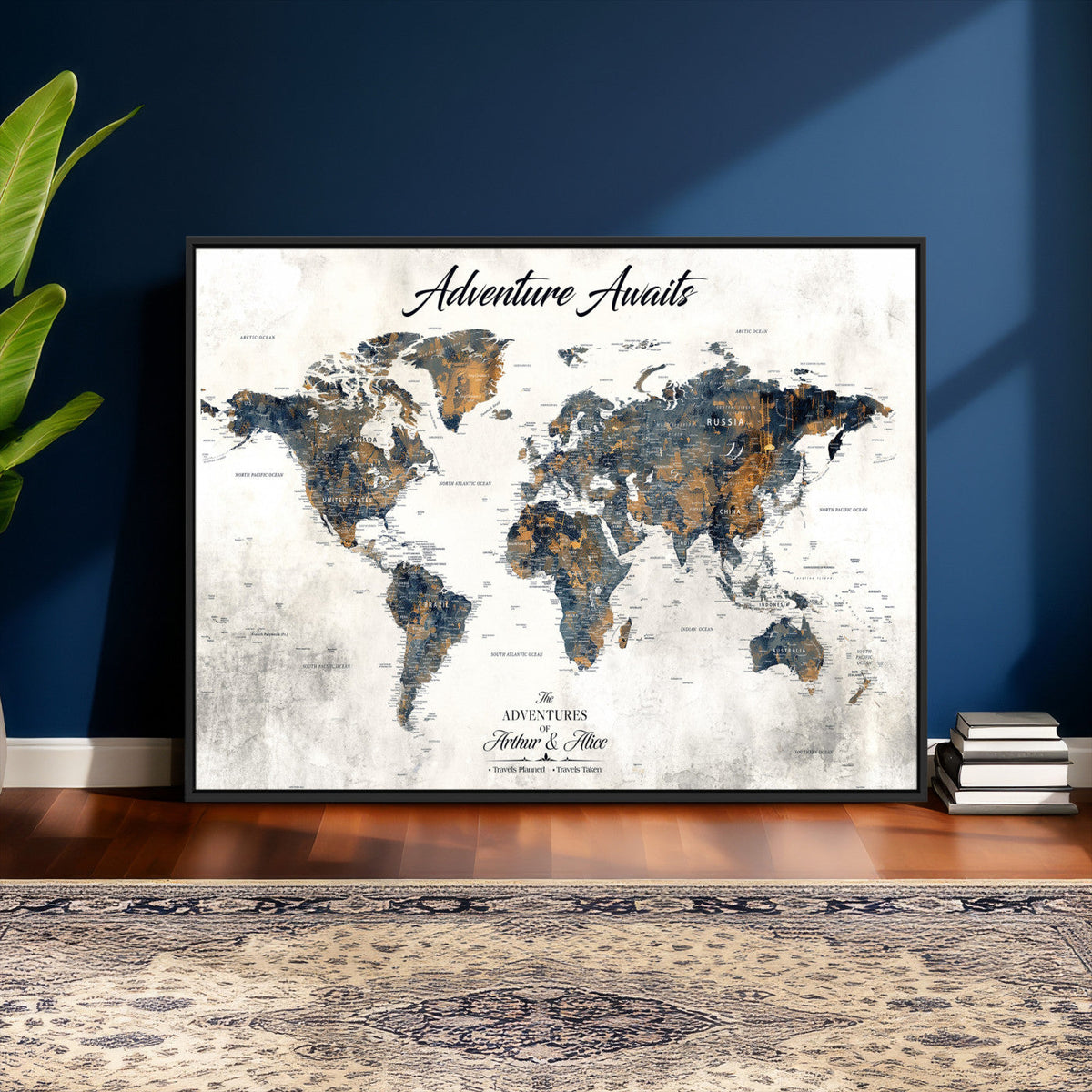 Custom Push Pin World Map Wall Art Canvas Print –