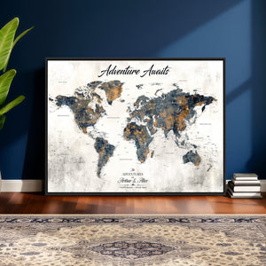 Custom Push Pin World Map Wall Art Canvas Print –