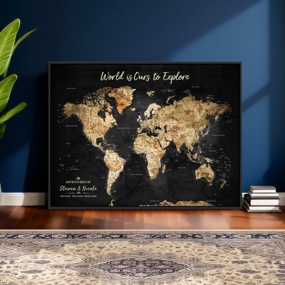 Framed Personalized Push Pin World Map – Custom Travel