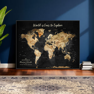 Framed Personalized Push Pin World Map – Custom Travel