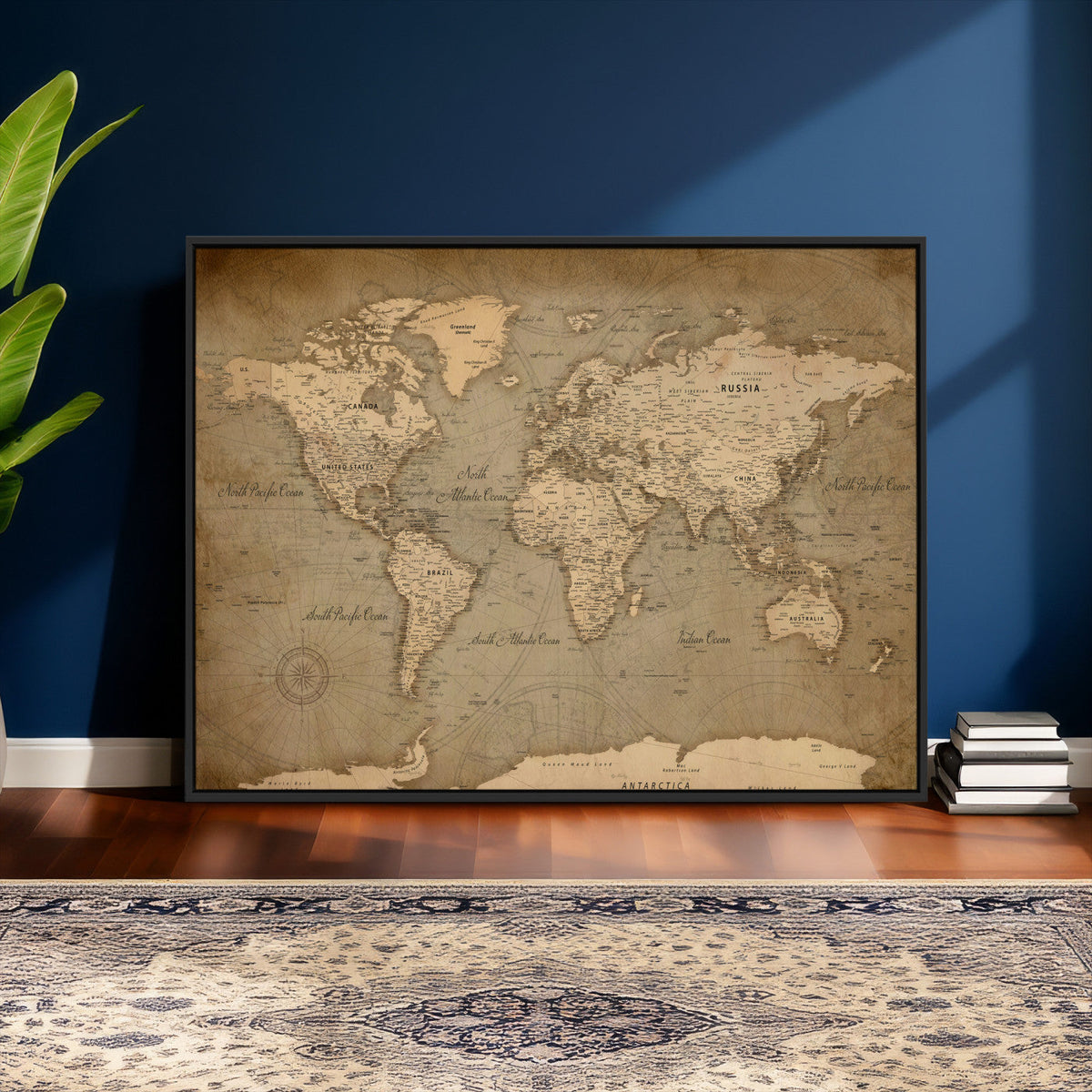 World Map Canvas Print – Framed Travel Map Wall Art for