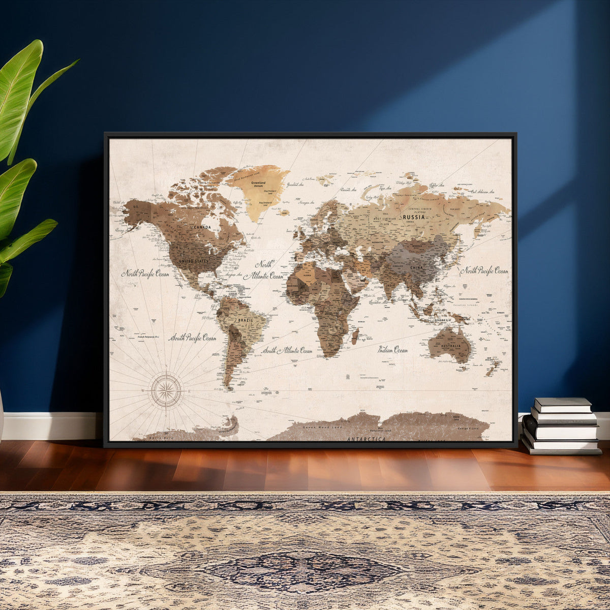 World Map Canvas Print – Framed Detailed Map of the World
