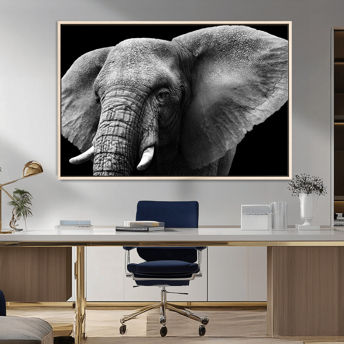 Big Elephant Close Up Wall Art Canvas Print