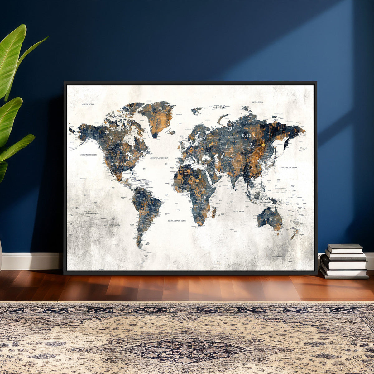 World Map Wall Art Canvas Print for Office Wall Decor