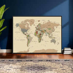 Extra Large World Map Canvas Print – Detailed Map of the