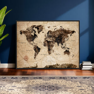 World Map Wall Art Canvas Print