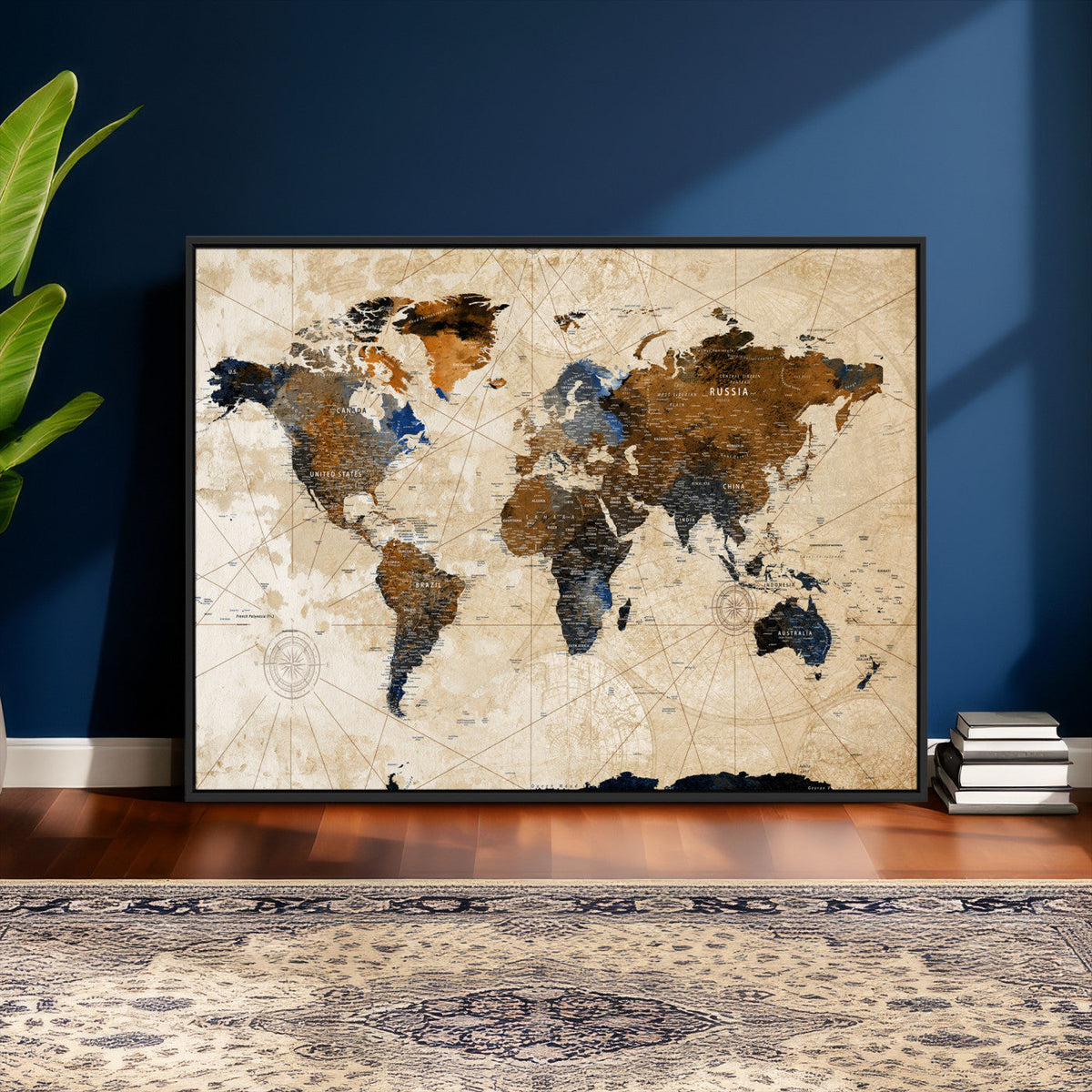 World Map Canvas Print – Framed Travel Map Wall Art for