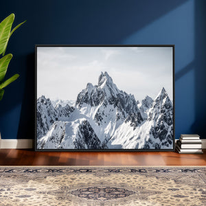 Snowy Mountain Range Canvas Print, Alpine Peaks Landscape