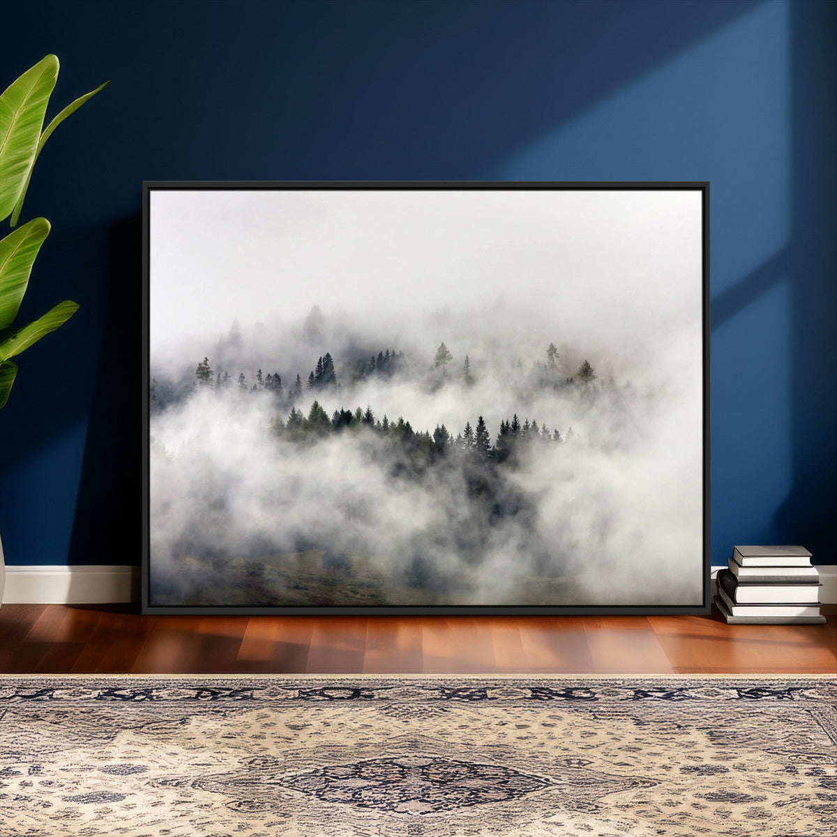 Foggy Forest Wall Art Canvas Print, Misty Pine Tree