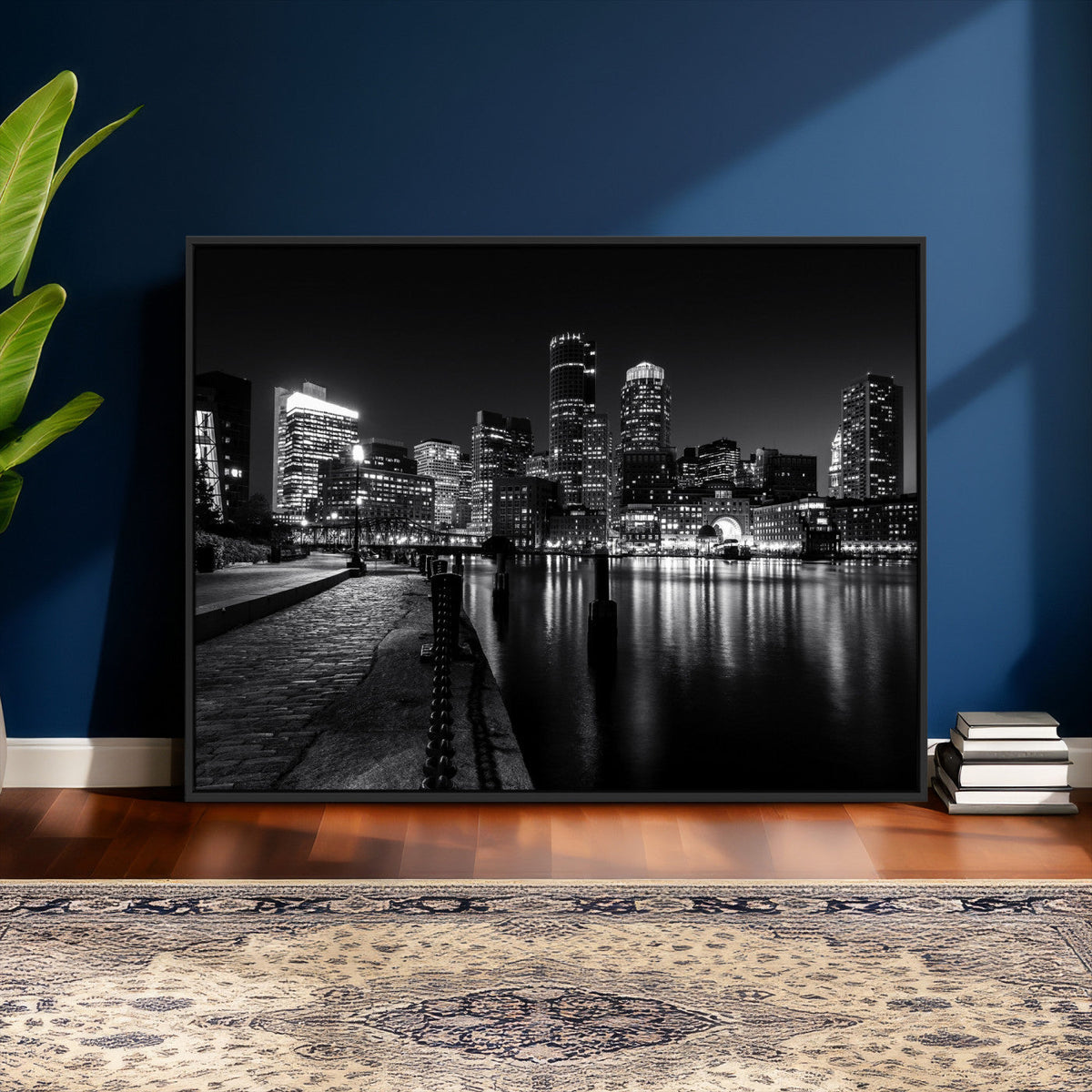 Boston Wall Art Canvas Print, Boston City Downtown Night