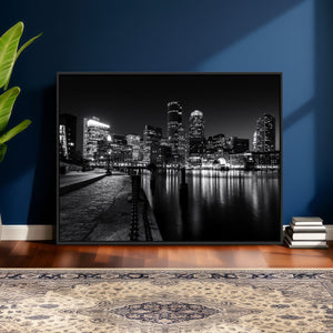 Boston Wall Art Canvas Print, Boston City Downtown Night