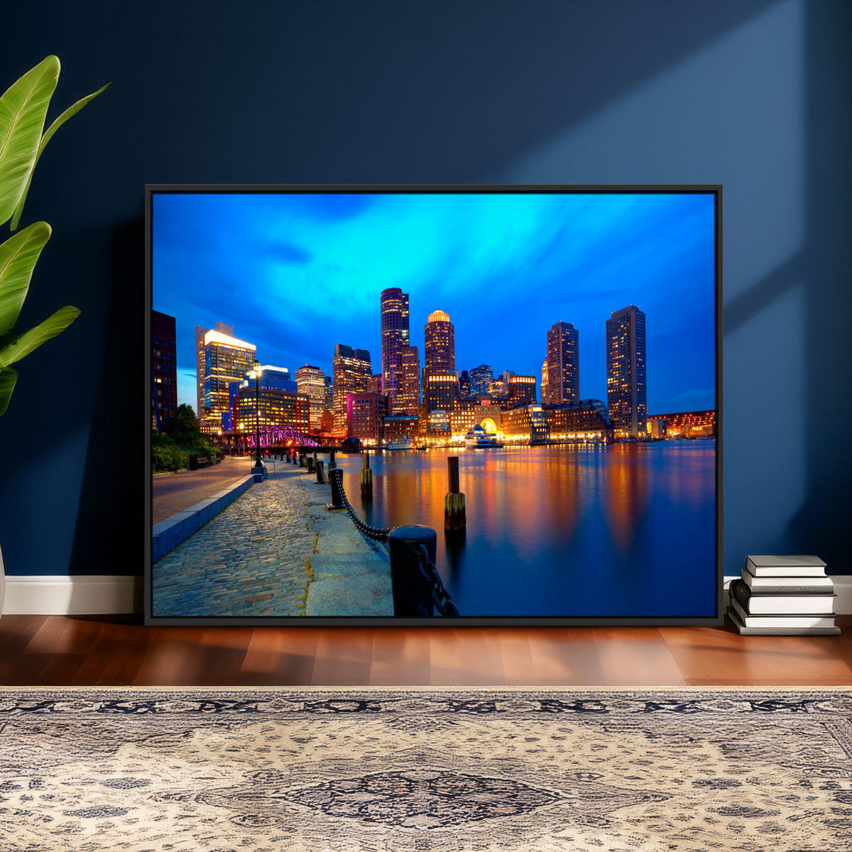 Boston Wall Art Canvas Print, Boston City Downtown Night