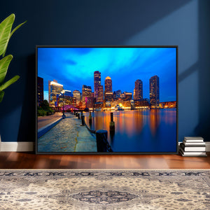 Boston Wall Art Canvas Print, Boston City Downtown Night