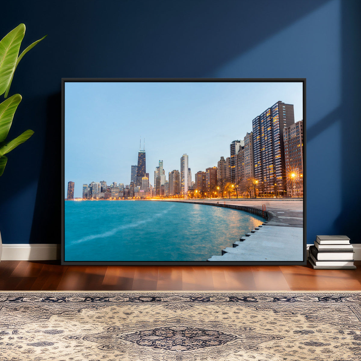 Chicago Wall Art Canvas Print, Chicago City Downtown Night