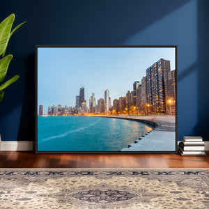 Chicago Wall Art Canvas Print, Chicago City Downtown Night