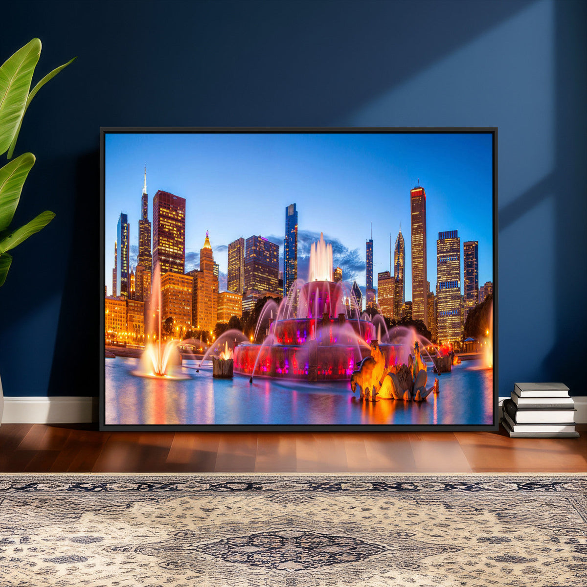 Chicago Wall Art Canvas Print, Chicago City Downtown Night