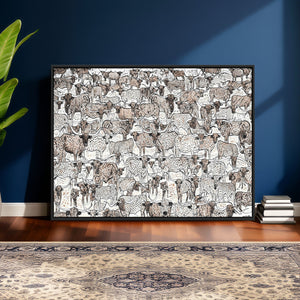 Abstract Texas Cow Wall Art Canvas Print - Farm Longhorn