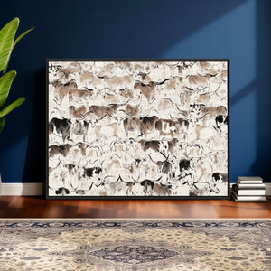 Abstract Texas Cow Canvas Print for Cabin and Western Home