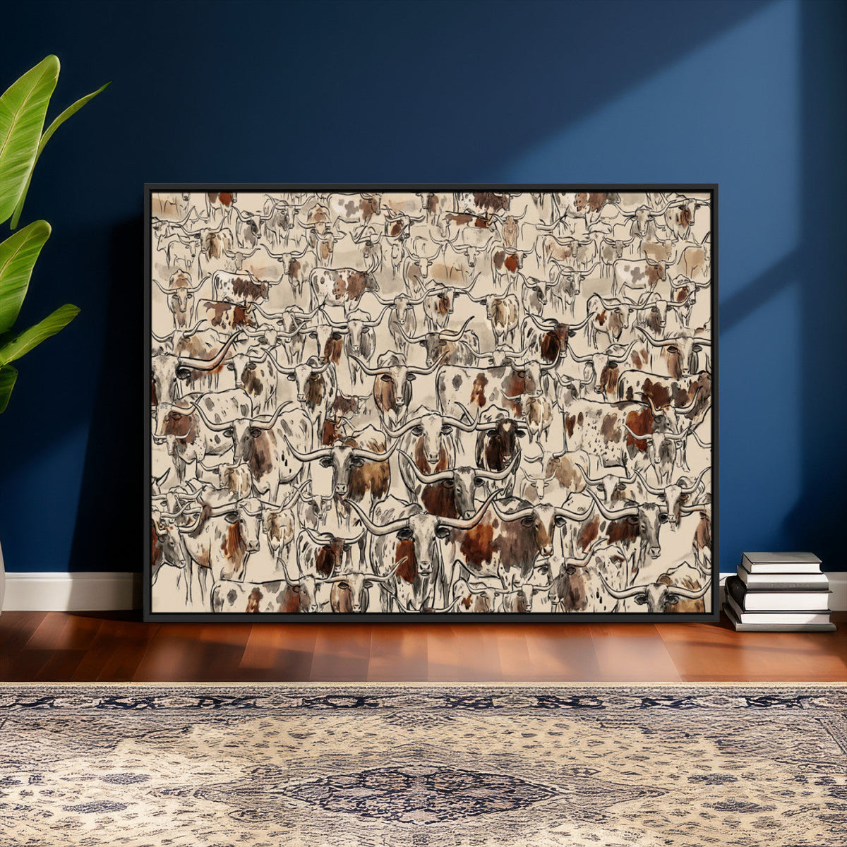 Abstract Longhorn Wall Art Canvas Print - Farm Animal