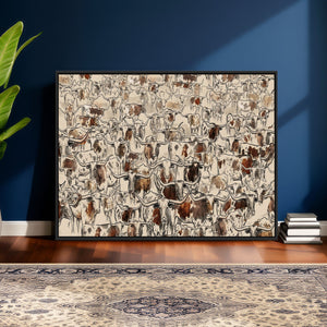 Abstract Longhorn Wall Art Canvas Print - Farm Animal