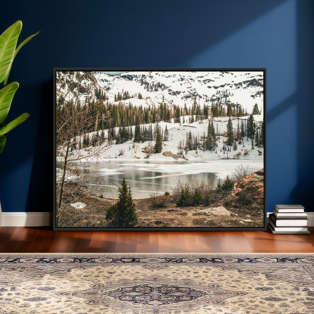 Snowy Mountain Landscape Wall Art Canvas Print, Alpine Pine