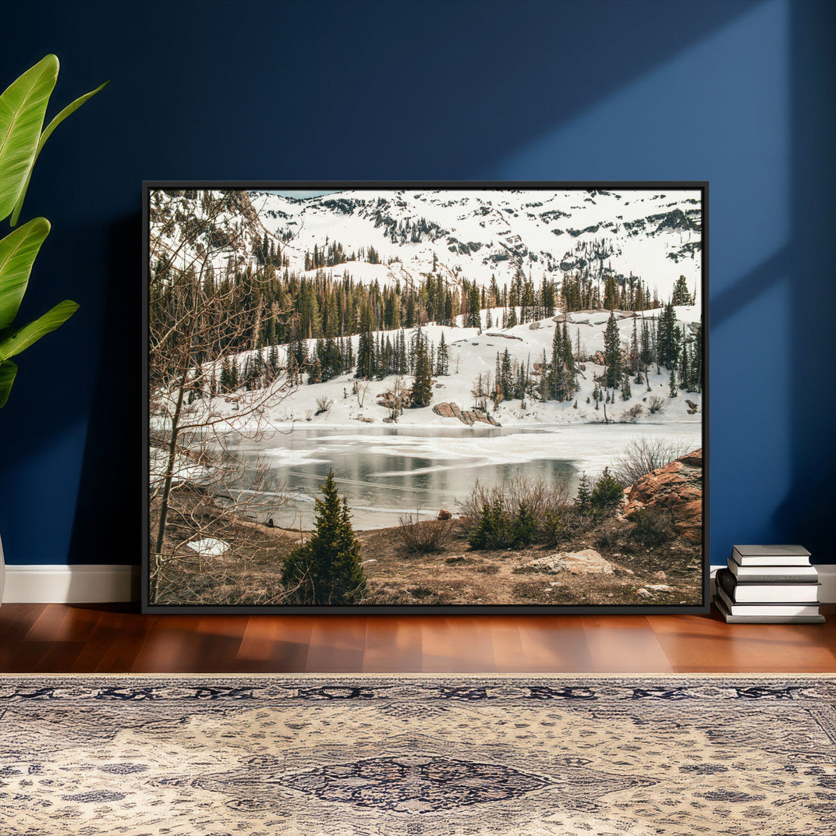 Snowy Mountain Landscape Wall Art Canvas Print, Alpine Pine