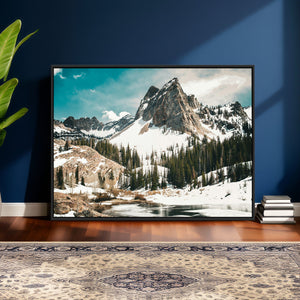 Snowy Mountain Wall Art Canvas Print, Alpine Pine Forest