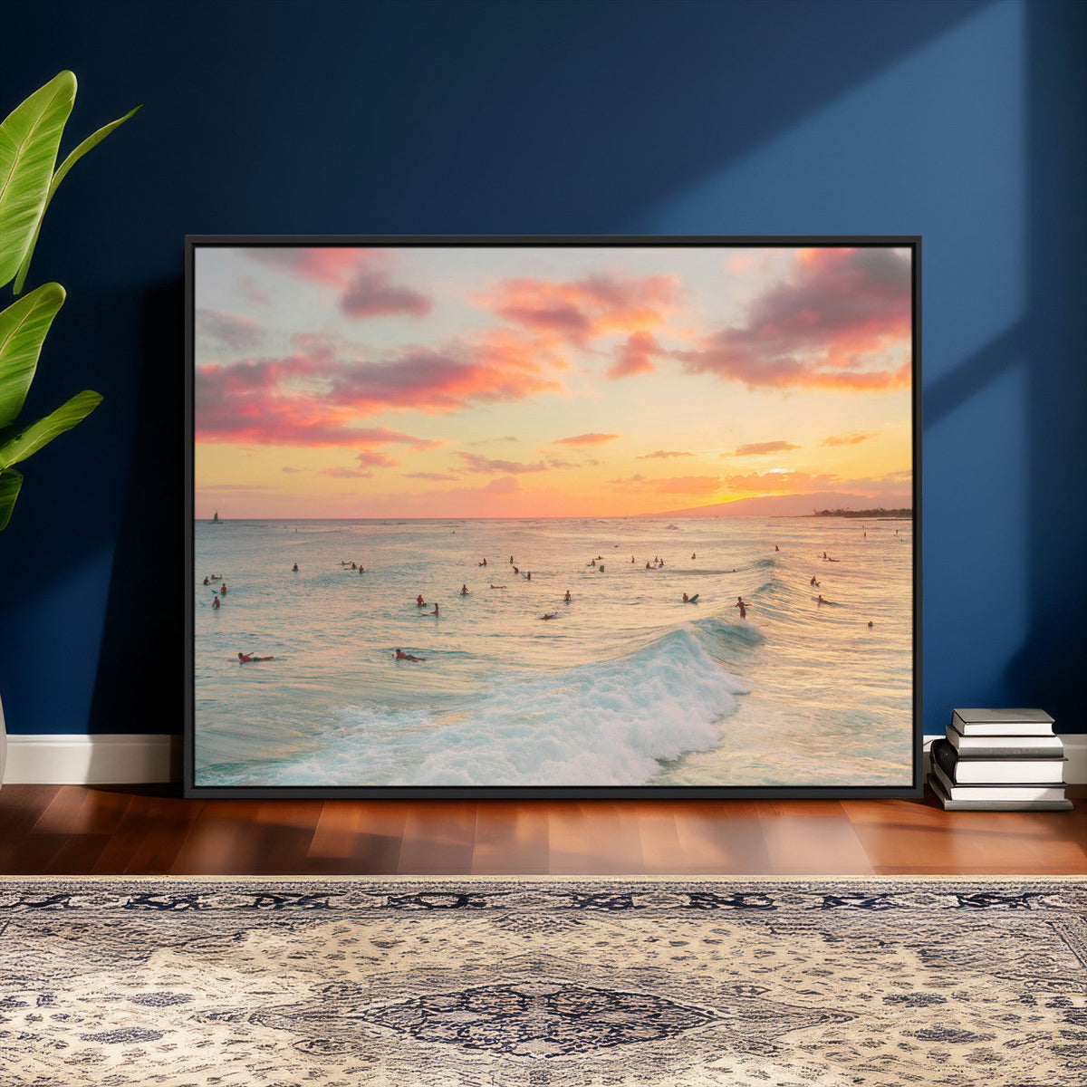 Sunset Beach Wall Art Canvas Print – Soft Coastal