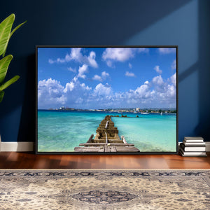 Caribbean Ocean Pier Seascape Wall Art Canvas Print,