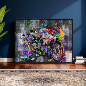 Graffiti Motorcycle Wall Art Canvas Print, Urban Street Art