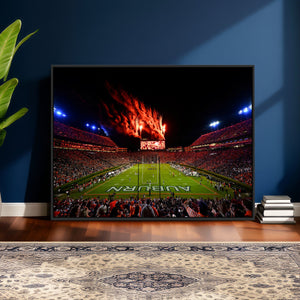Auburn Stadium Wall Art Canvas Print, College Football Night